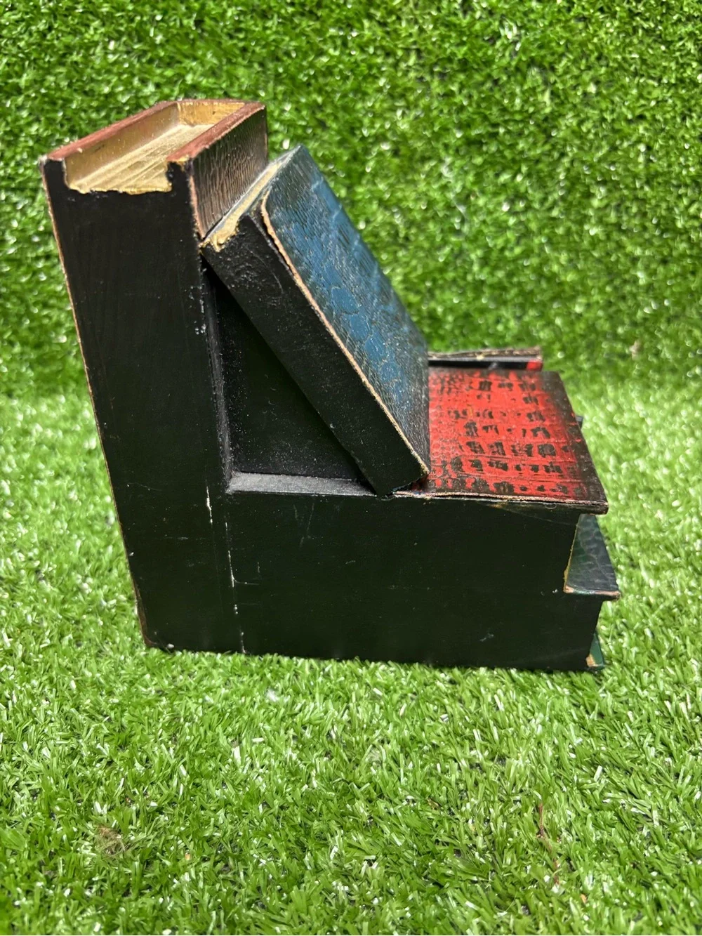 Decorative Faux Leather Book Storage Box Set with Drawers